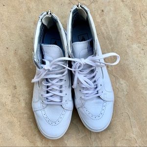 Vans White Leather High Tops SK8 HI